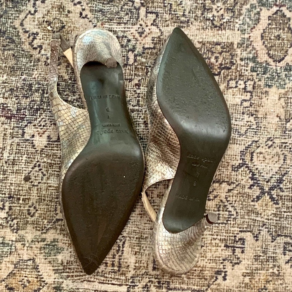Taupe Snakeskin Kate Spade Kitten Heels Size 7 - Picture 6 of 6